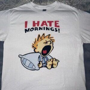 Vintage I Hate Mornings T-shirt, Retro Cartoon Graphic T-shirt, Trendy T-shirt